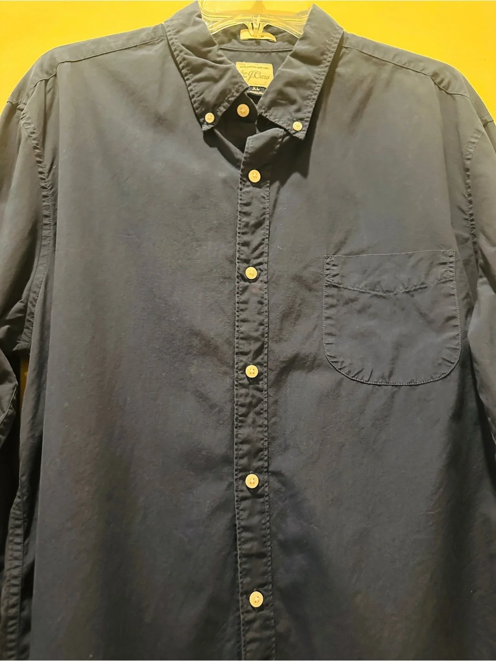 J.Crew Men's 100% Cotton Button-Down Long Sleeve Slim Dress Shirt Navy XL Preppy